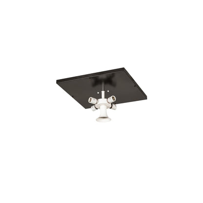 Kungsholm 4 Light 26" Wide Flush Mount Square Ceiling Fixture with Blue and White Glass Shade - Craftsman Brown Finish