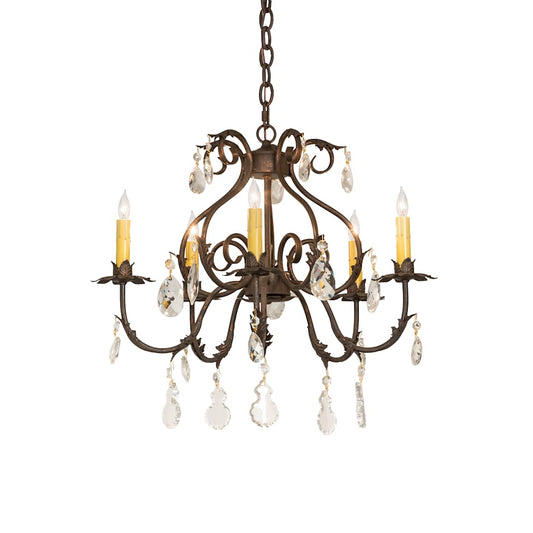 Chantilly 5 Light 24" Wide Crystal Candle Style Chandelier