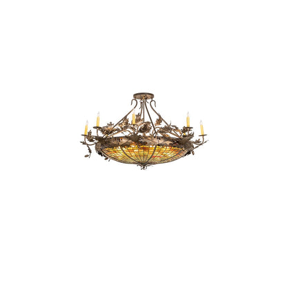 Acorn and Oak Leaf 8 Light 48" Wide Semi-Flush Ceiling Fixture