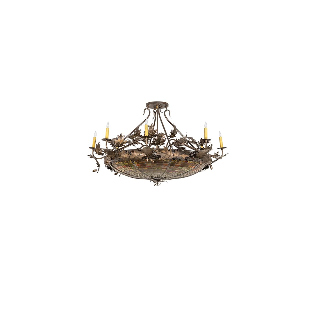 Acorn and Oak Leaf 8 Light 48" Wide Semi-Flush Ceiling Fixture