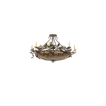 Acorn and Oak Leaf 8 Light 48" Wide Semi-Flush Ceiling Fixture