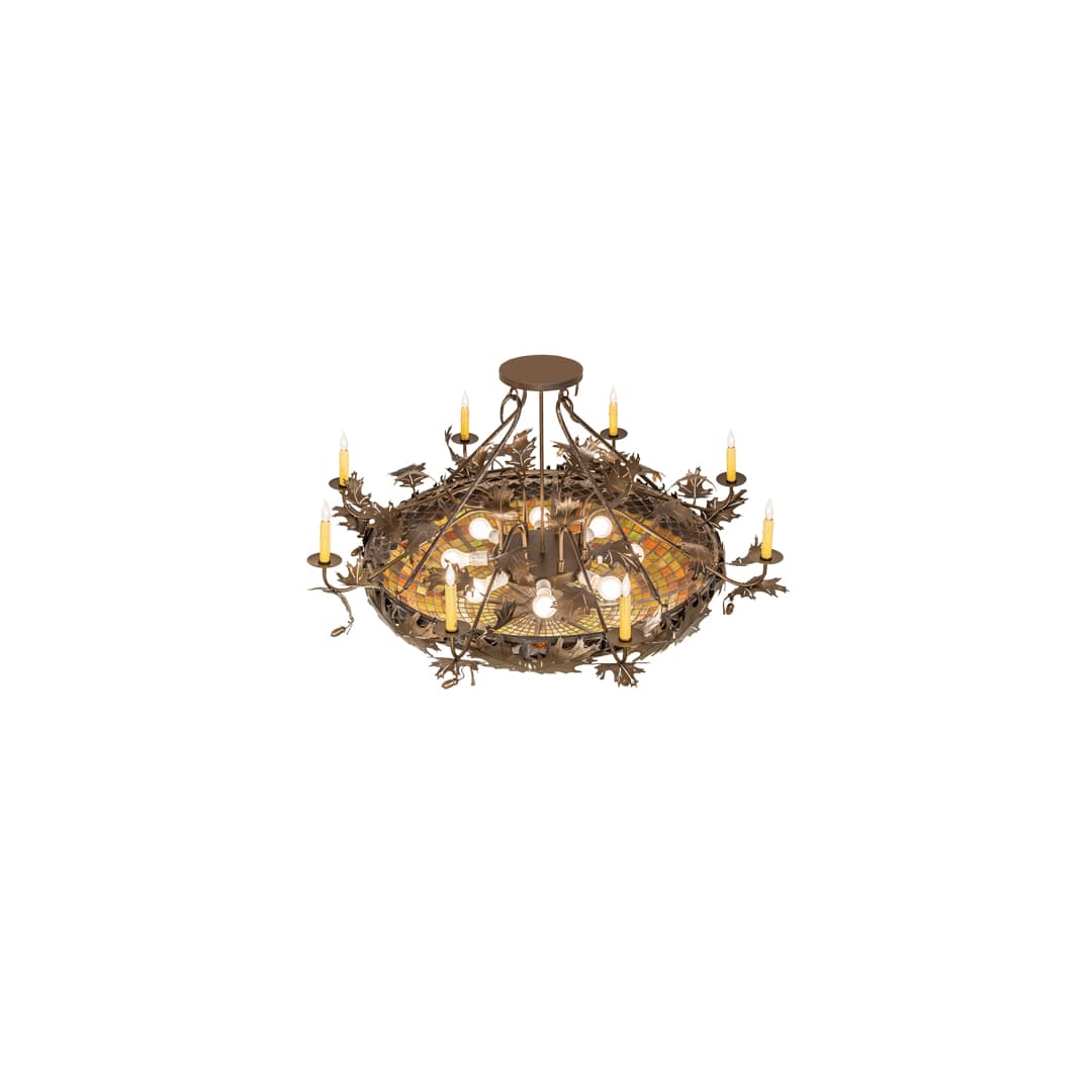 Acorn and Oak Leaf 8 Light 48" Wide Semi-Flush Ceiling Fixture