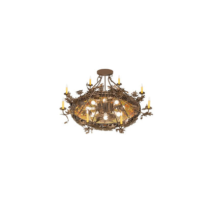 Acorn and Oak Leaf 8 Light 48" Wide Semi-Flush Ceiling Fixture