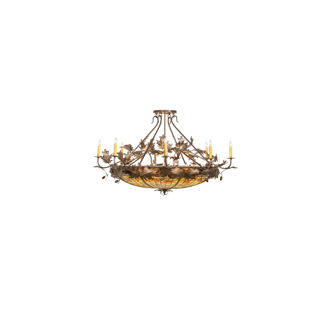 Acorn and Oak Leaf 8 Light 48" Wide Semi-Flush Ceiling Fixture