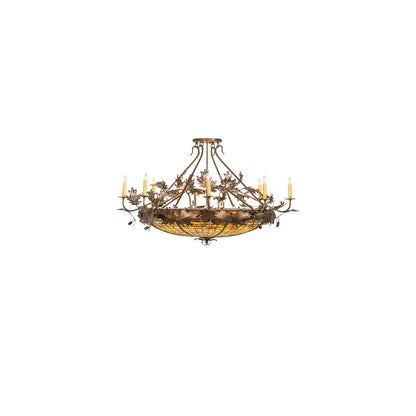 Acorn and Oak Leaf 8 Light 48" Wide Semi-Flush Ceiling Fixture