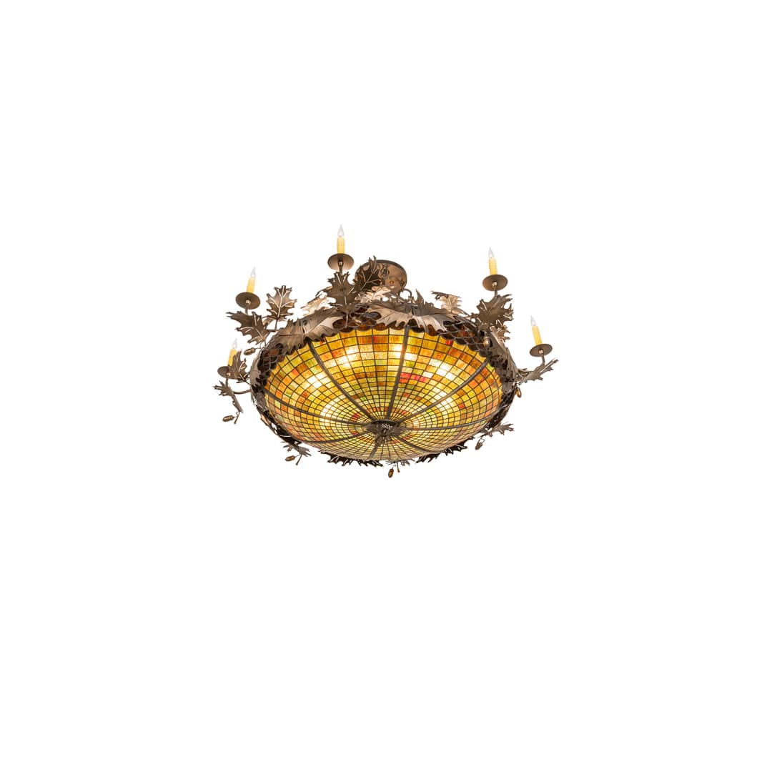Acorn and Oak Leaf 8 Light 48" Wide Semi-Flush Ceiling Fixture