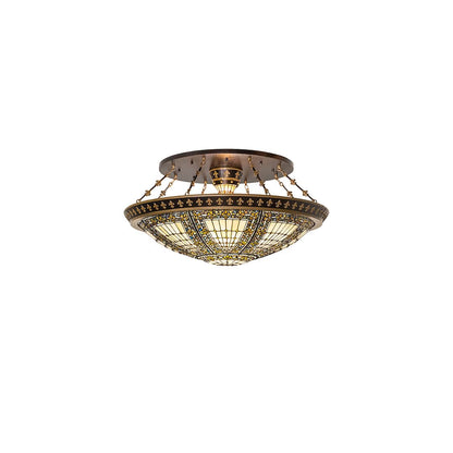 Fleur-de-lis 8 Light 45" Wide Semi-Flush Bowl Ceiling Fixture - Copper Vein / Nu Gold Finish