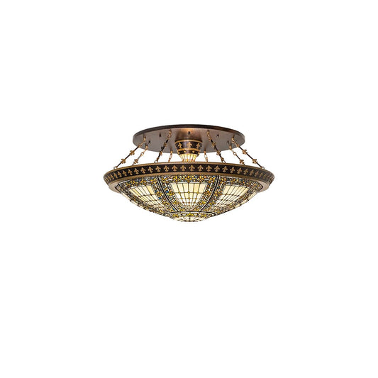 Fleur-de-lis 8 Light 45" Wide Semi-Flush Bowl Ceiling Fixture - Copper Vein / Nu Gold Finish