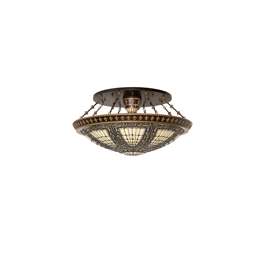 Fleur-de-lis 8 Light 45" Wide Semi-Flush Bowl Ceiling Fixture - Copper Vein / Nu Gold Finish