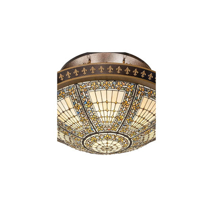 Fleur-de-lis 8 Light 45" Wide Semi-Flush Bowl Ceiling Fixture - Copper Vein / Nu Gold Finish