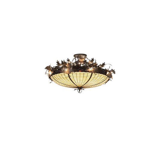 Acorn and Oak Leaf 8 Light 48" Wide Semi-Flush Bowl Ceiling Fixture