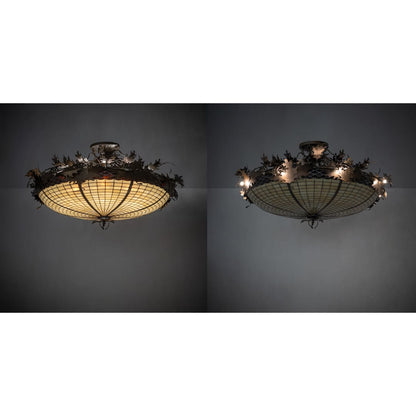 Acorn and Oak Leaf 8 Light 48" Wide Semi-Flush Bowl Ceiling Fixture