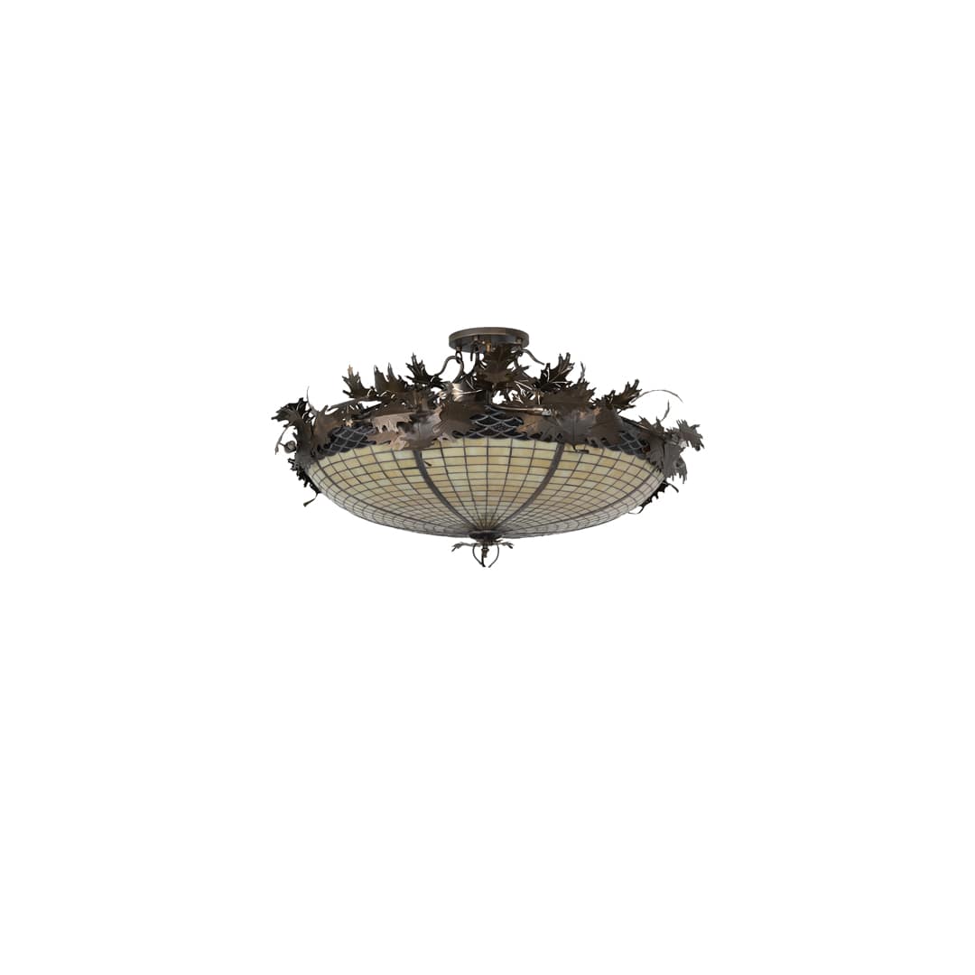 Acorn and Oak Leaf 8 Light 48" Wide Semi-Flush Bowl Ceiling Fixture