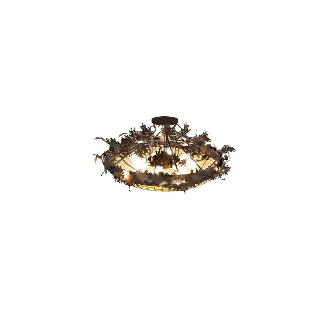 Acorn and Oak Leaf 8 Light 48" Wide Semi-Flush Bowl Ceiling Fixture