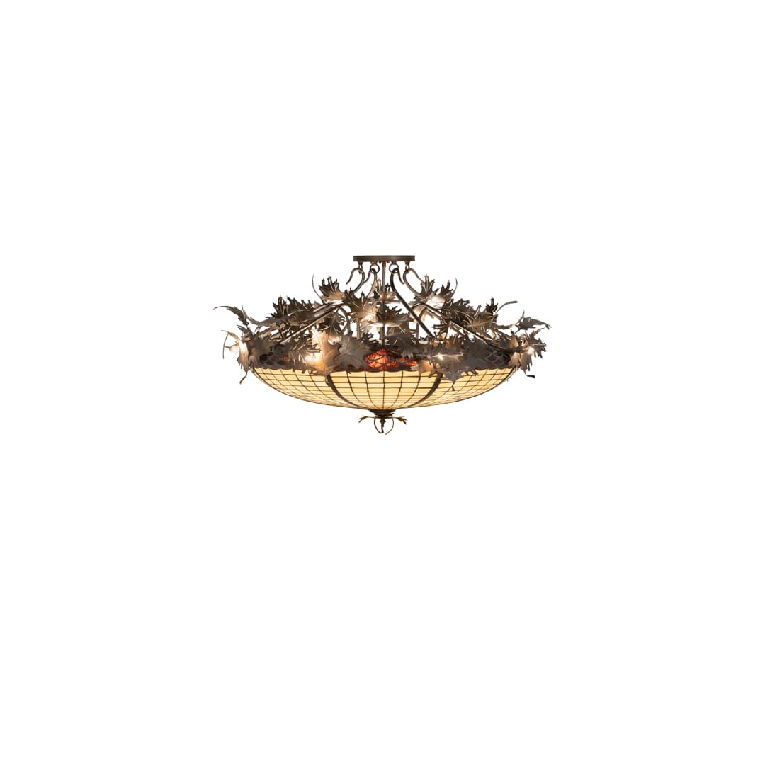 Acorn and Oak Leaf 8 Light 48" Wide Semi-Flush Bowl Ceiling Fixture