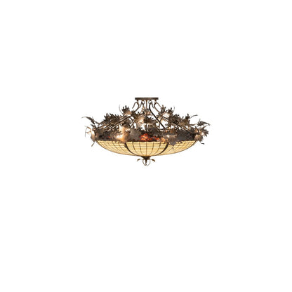 Acorn and Oak Leaf 8 Light 48" Wide Semi-Flush Bowl Ceiling Fixture