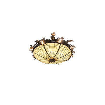 Acorn and Oak Leaf 8 Light 48" Wide Semi-Flush Bowl Ceiling Fixture