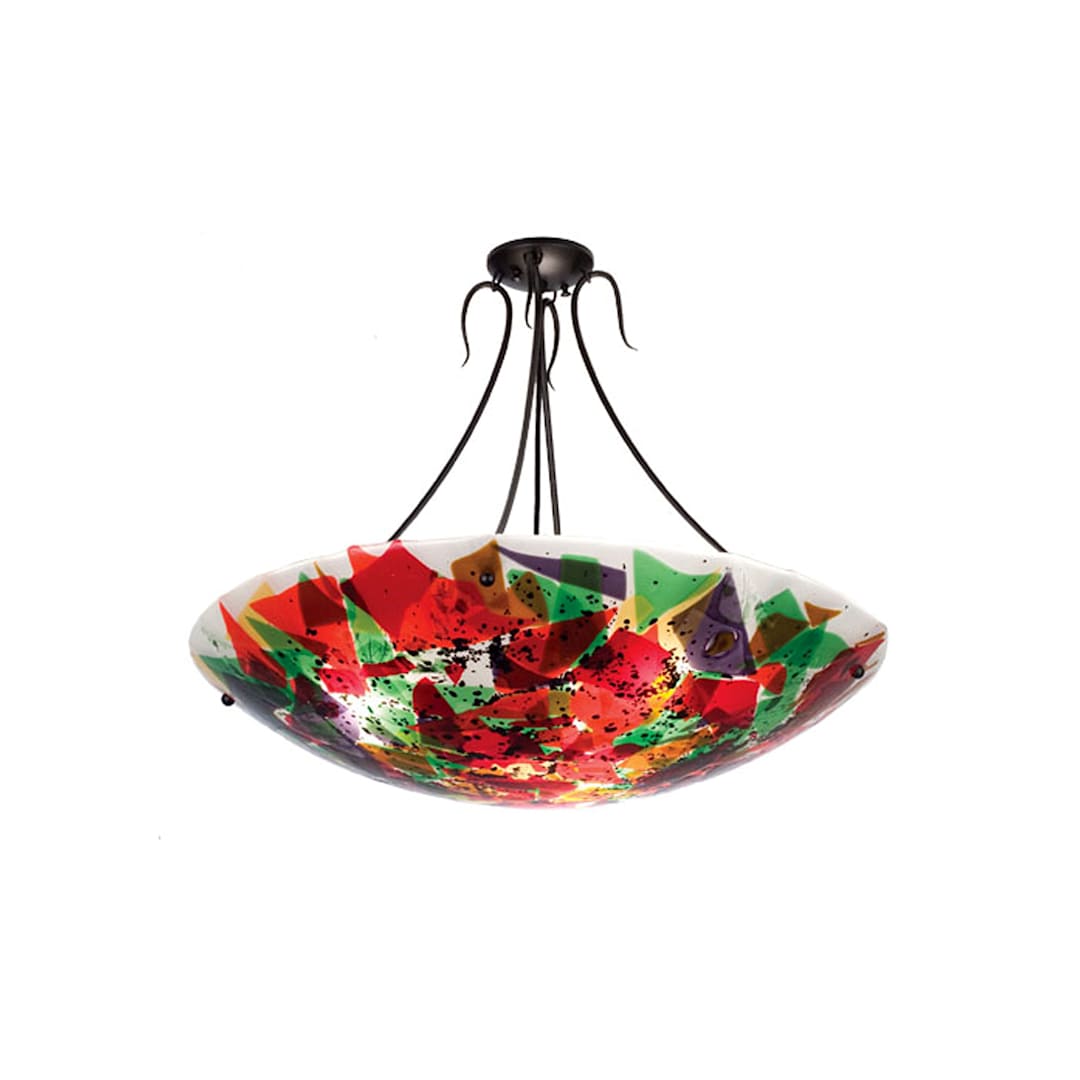 Metro Fusion 3 Light 30" Wide Semi Flush Ceiling Fixture with Multi-colored Glass Shade