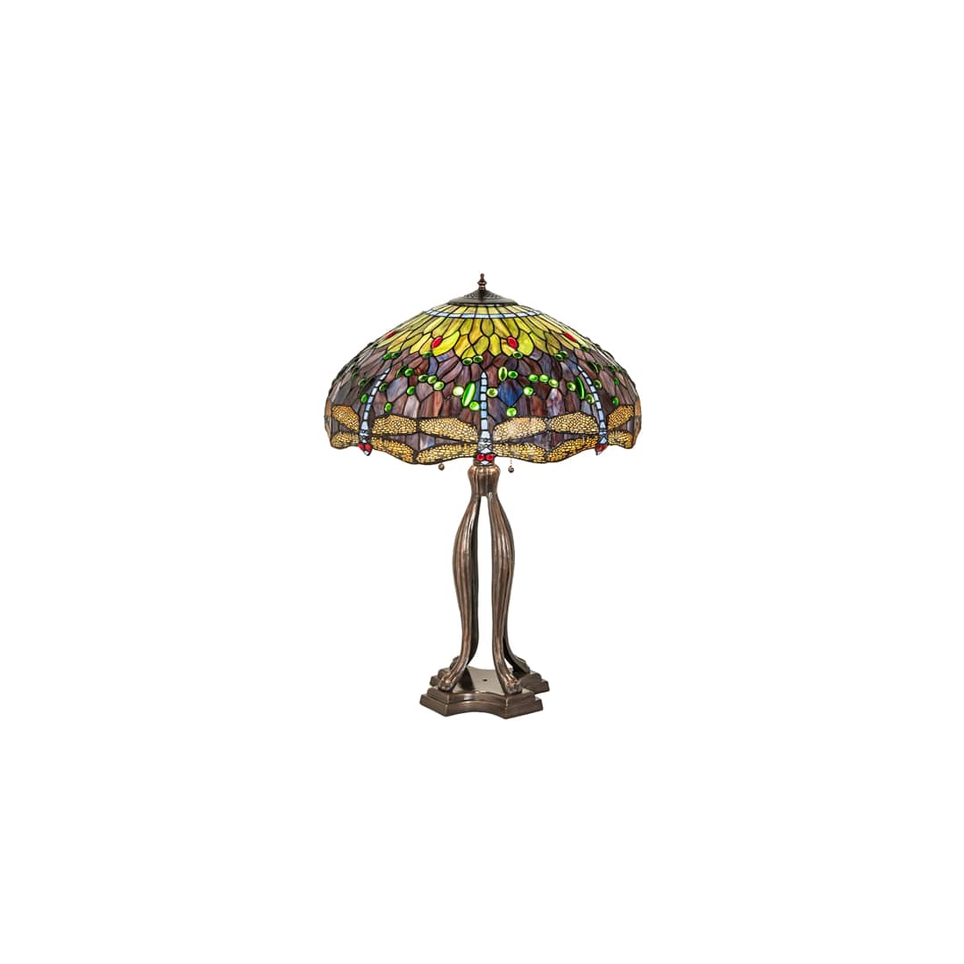 Tiffany Hanginghead Dragonfly 3 Light 33" Tall Buffet Table Lamp