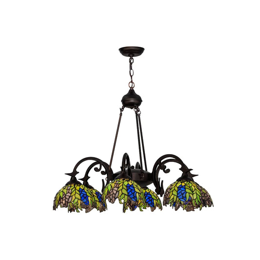 Tiffany Honey Locust 6 Light 32" Wide Chandelier with Tiffany Glass Shade