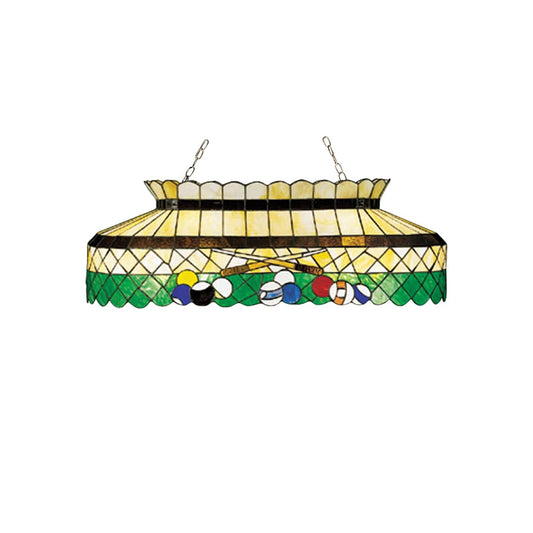 Green Billiard 6 Light 40" Wide Billiard Chandelier with Tiffany Glass Shade