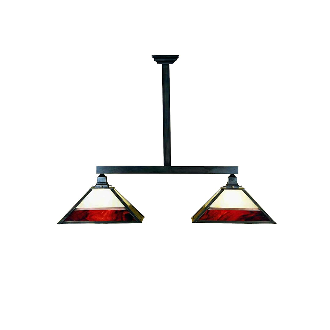 Mission Island 2 Light 42" Wide Linear Chandelier with Tiffany Glass Shade