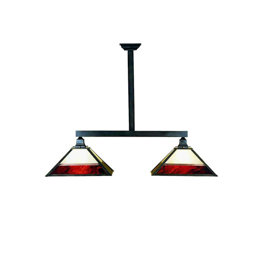 Mission Island 2 Light 42" Wide Linear Chandelier with Tiffany Glass Shade