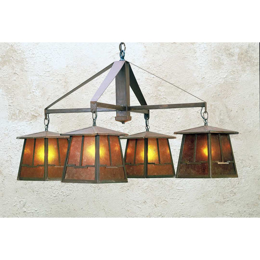 Bungalow Valley View 4 Light 38" Wide Chandelier with Brown Glass Shade