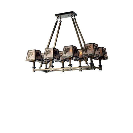 Balsam Pine 8 Light 38" Wide Linear Chandelier with Silver Mica Shade