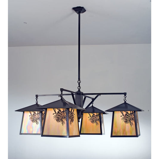 Stillwater Winter Pine 4 Light 48" Wide Chandelier with Cream Glass Shade