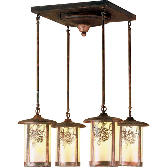 21.5" W Fulton Winter Pine 4 Light Semi-Flushmount Ceiling Fixture