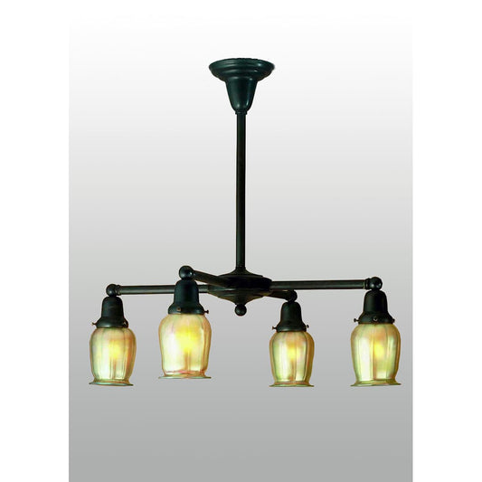Oyster Bay 4 Light 27" Wide Chandelier with Yellow Glass Shade