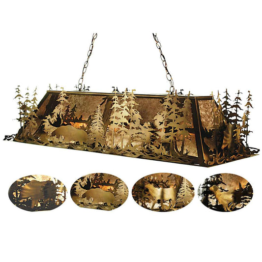 Wildlife at Pine Lake 9 Light 54" Wide Billiard Chandelier with Silver Mica Shade