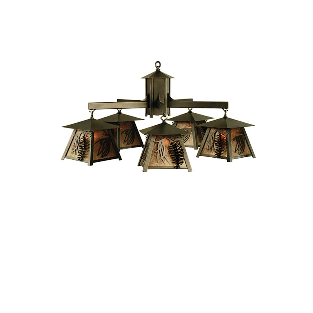 Scotch Pine 5 Light 40" Wide Chandelier with Silver Mica Shade
