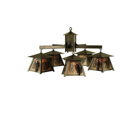 Scotch Pine 5 Light 40" Wide Chandelier with Silver Mica Shade