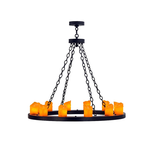 Loxley 12 Light 36" Wide Pillar Candle Chandelier with Orange Acrylic Shade