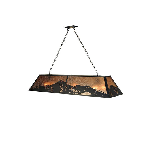 Mountain Range 9 Light 60" Wide Billiard Chandelier with Silver Mica Shade