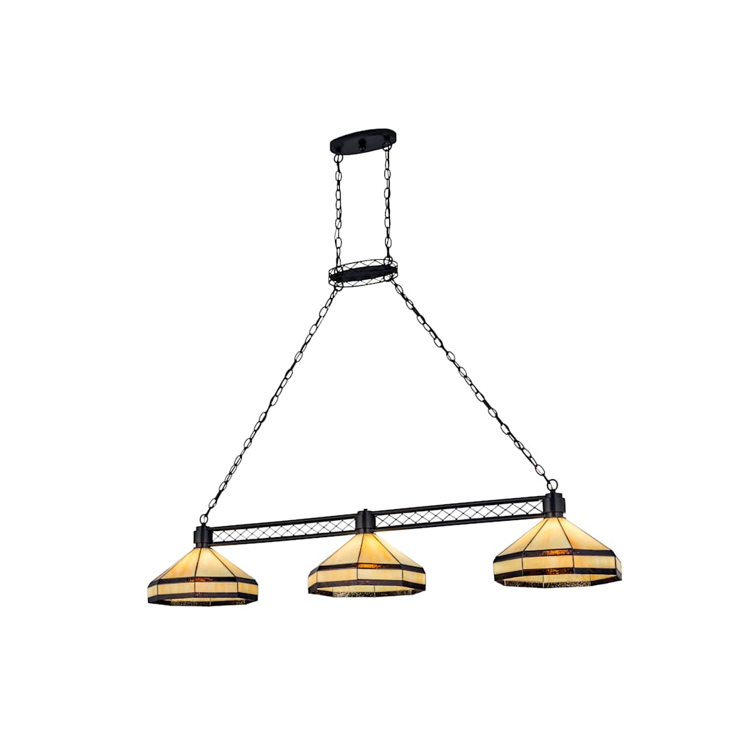 Top Ridge 3 Light 62" Wide Linear Chandelier with Tiffany Glass Shade
