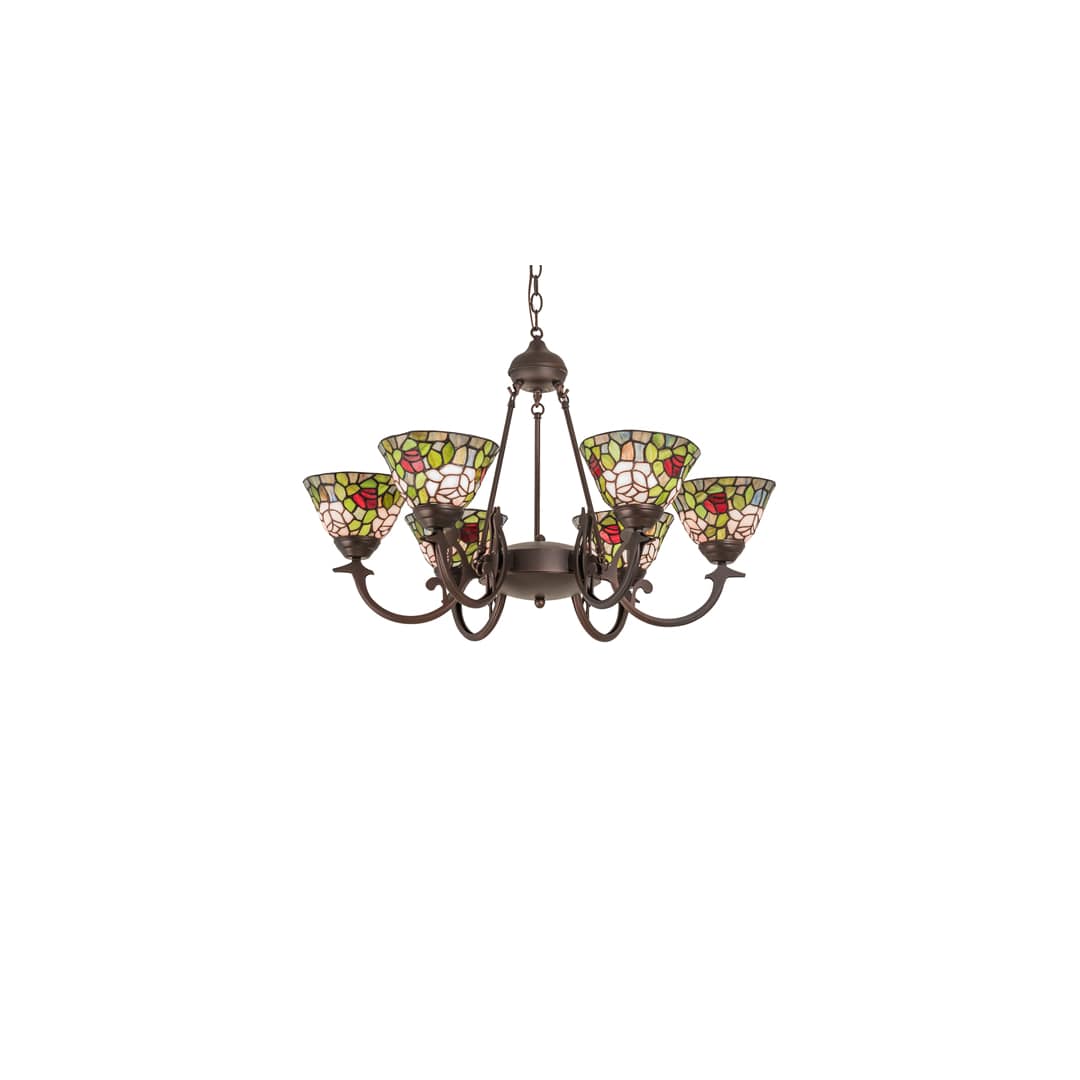 Tiffany Rosebush 6 Light 32" Wide Chandelier
