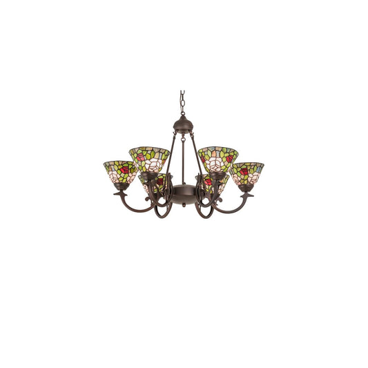 Tiffany Rosebush 6 Light 32" Wide Chandelier