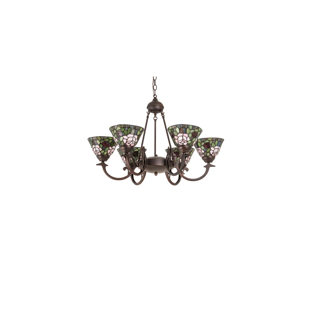 Tiffany Rosebush 6 Light 32" Wide Chandelier
