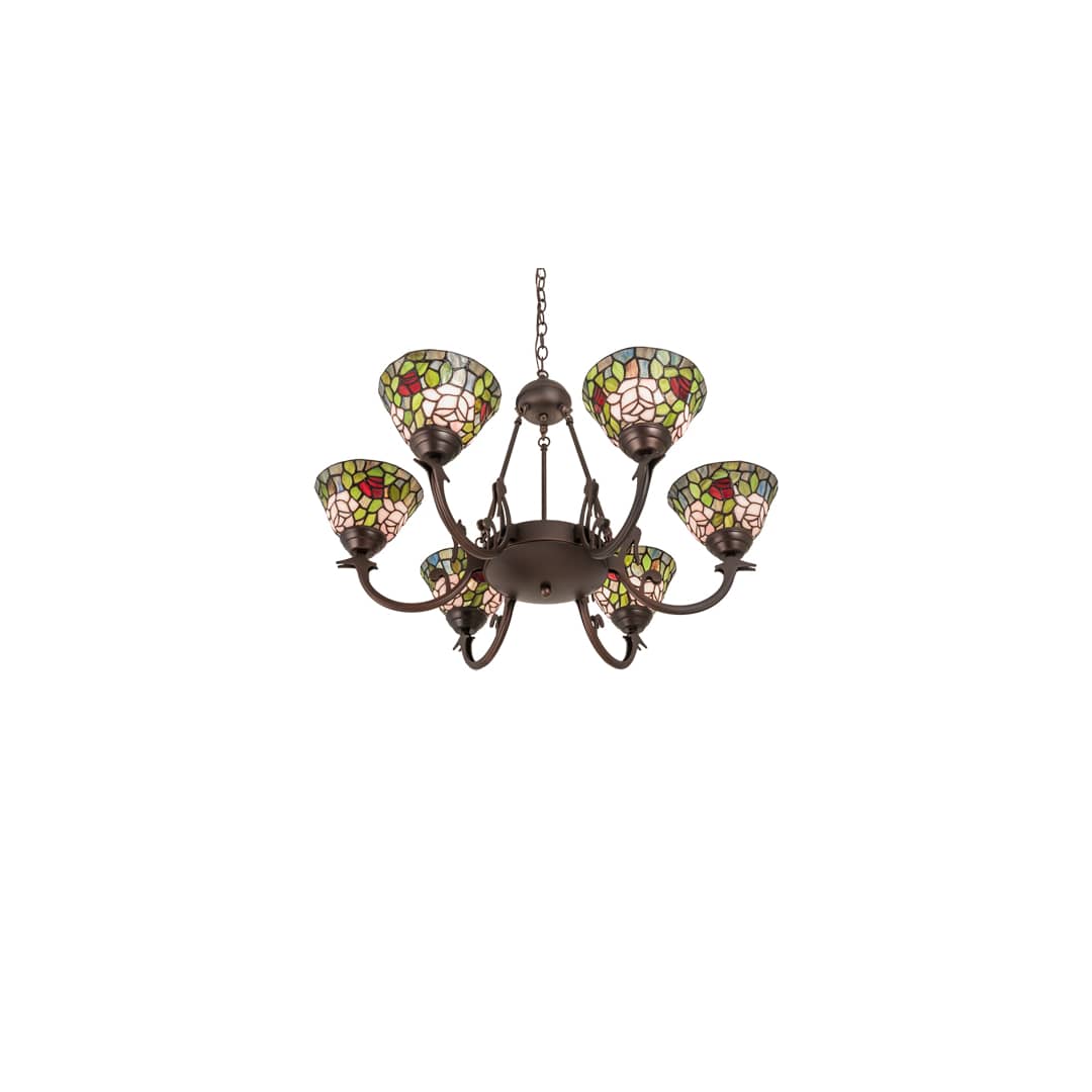 Tiffany Rosebush 6 Light 32" Wide Chandelier
