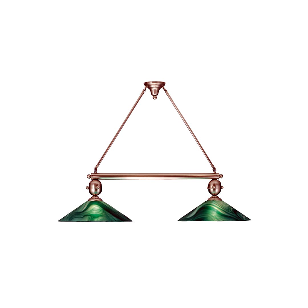 Deco Ball 2 Light 18" Wide Linear Chandelier with Green Glass Shade