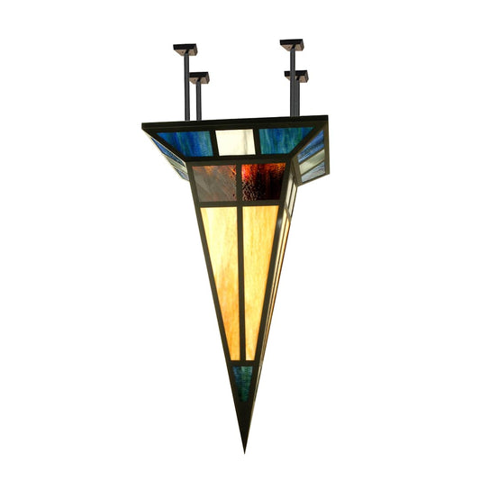 Polaris Single Light 30" Wide Semi Flush Ceiling Fixture with Tiffany Glass Shade