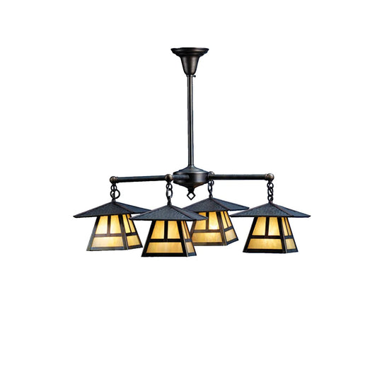 Stillwater T Mission 4 Light 31" Wide Chandelier with Cream Glass Shade