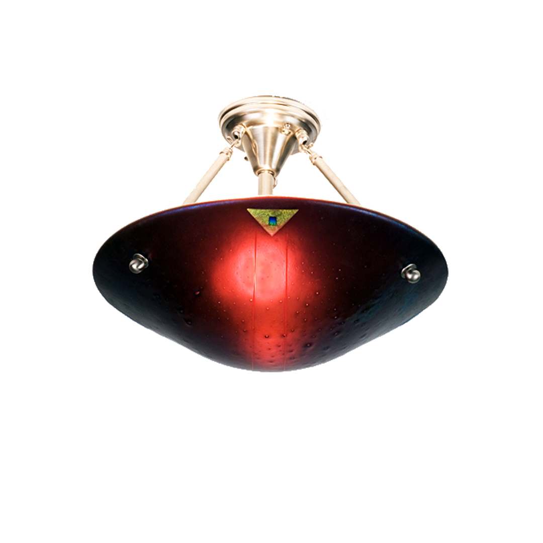 Metro Fusion 2 Light 18" Wide Semi Flush Ceiling Fixture with Red Glass Shade