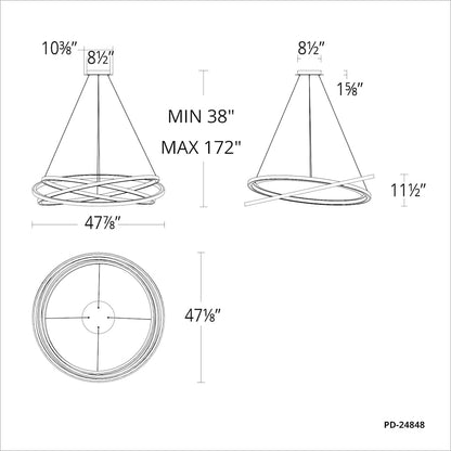 Veloce 3 Light 48" Wide LED Abstract Ring Chandelier