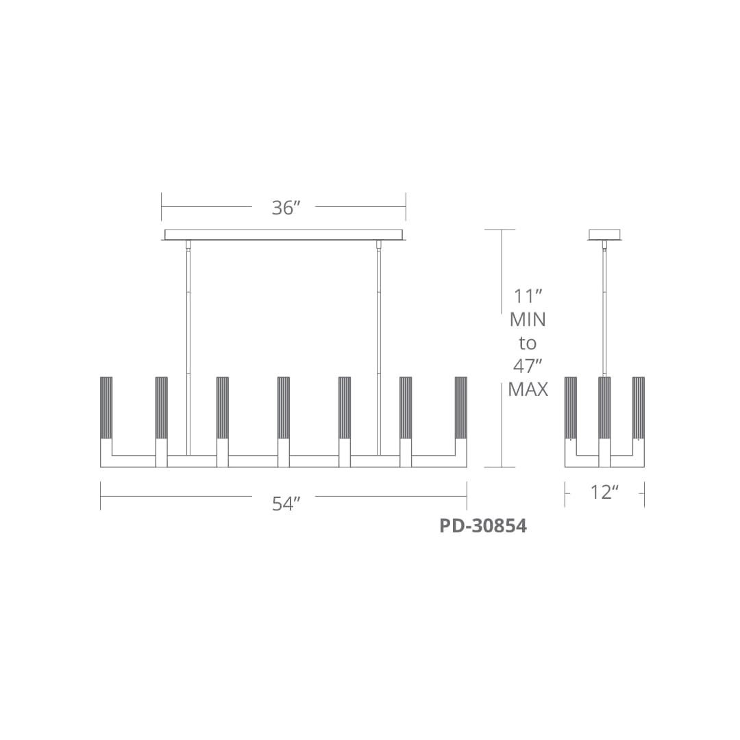 Cinema 12 Light 54" Wide Integrated LED Linear Chandelier