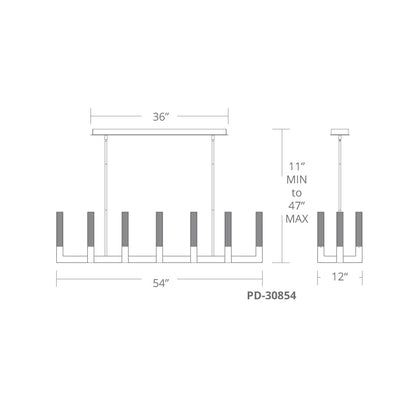 Cinema 12 Light 54" Wide Integrated LED Linear Chandelier