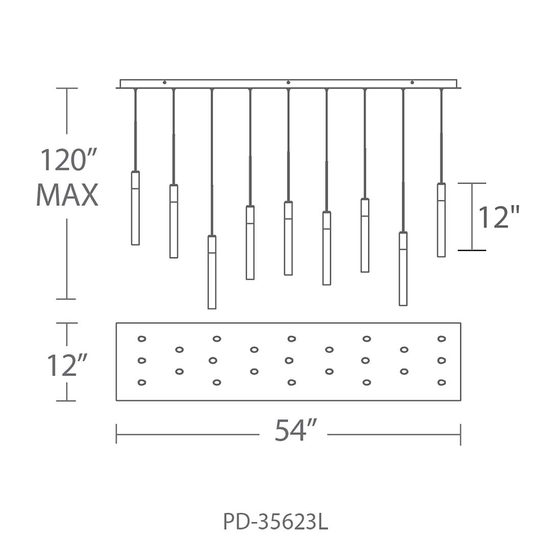 Magic 23 Light 54" Wide LED Linear Multi Light Pendant with Piastra Crystal Shades